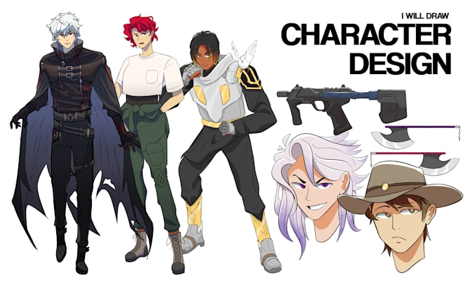draw character design sheet in anime style