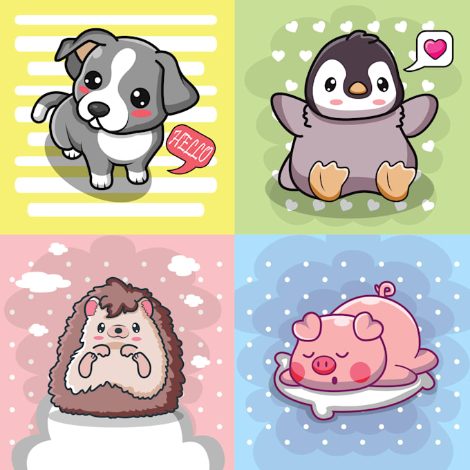 draw cute chibi animal, monster, or alien cartoon characters