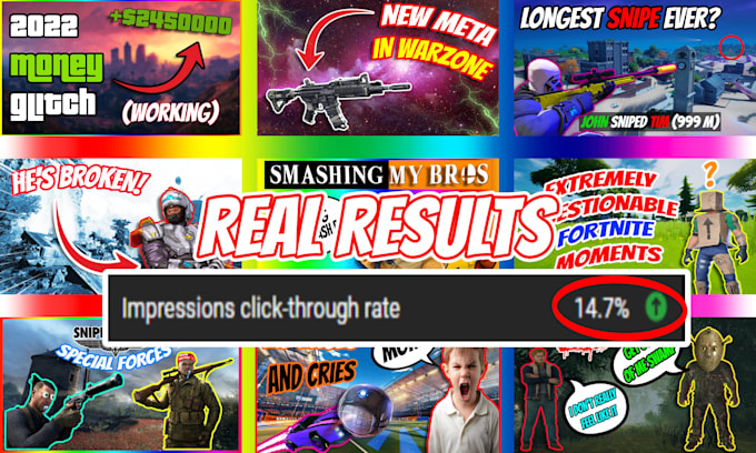 make an eye catching clickbait gaming thumbnail for youtube
