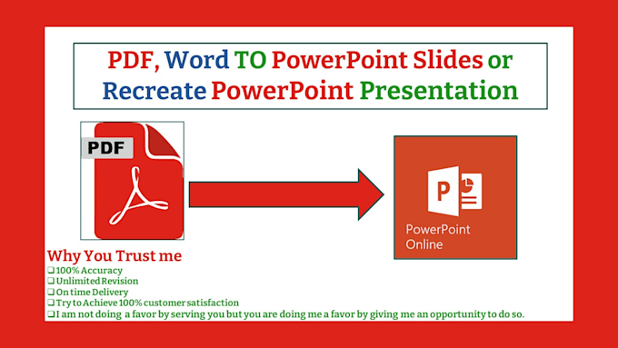 do pdf to powerpoint presentation, word, excel typing task