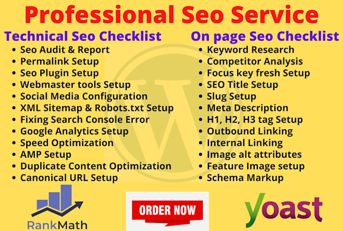 Wordpress technical on page seo optimization yoast rankmath by ...