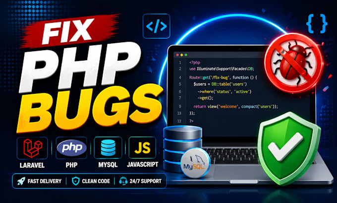 fix laravel, php, mysql, html, css, js bugs