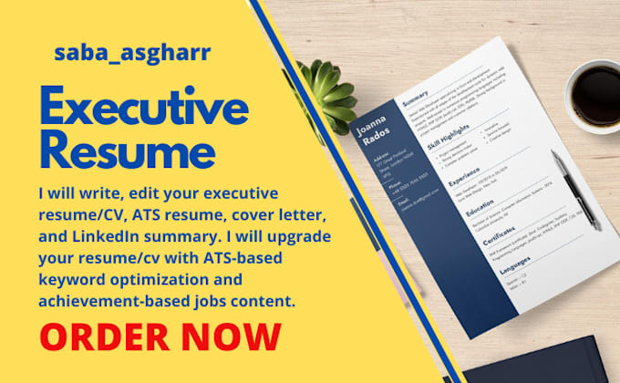 Write edit executive resume ats resume cover letter and linkedin
