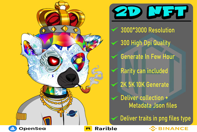make custom 2k 5k 10k 2d nft art collections for you