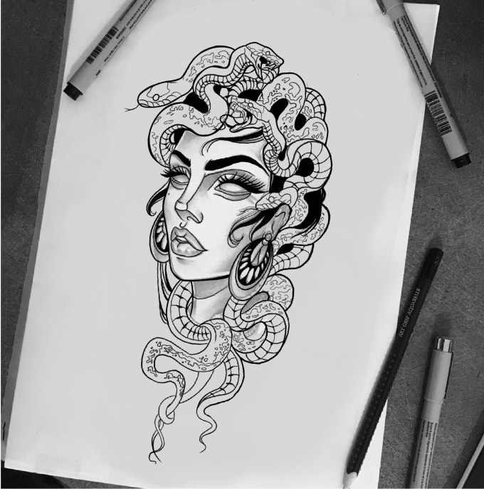 Draw custom tattoo design in my art style by Ruslandemenev | Fiverr