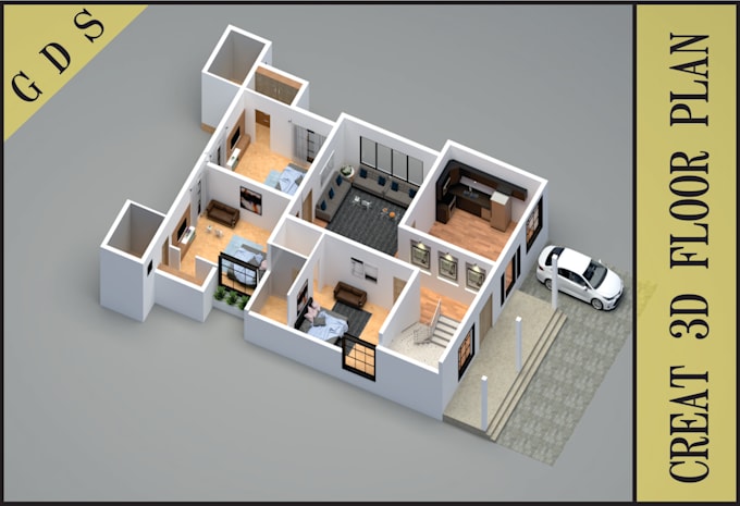 convert 2d architecture plan to 3d floor plan render and model in sketchup 12hrs