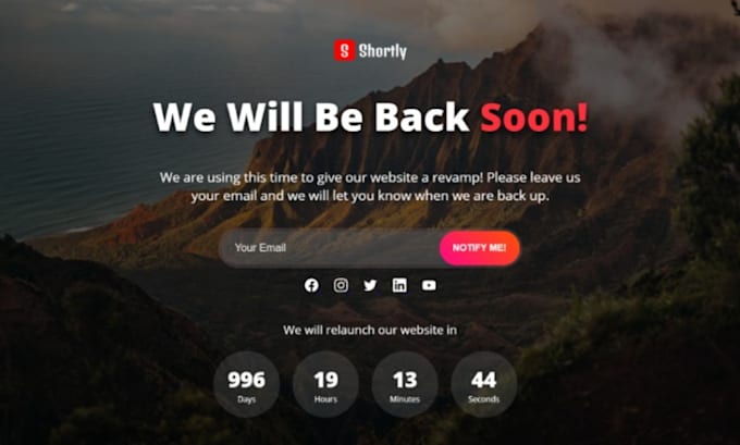 make coming soon or construction or maintenance page within 24 hours