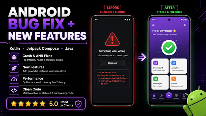 fix android app bugs and implement new features in