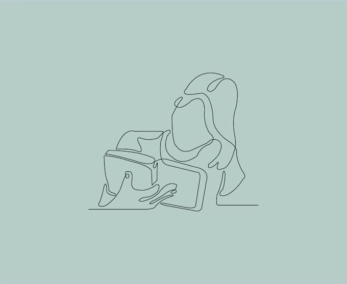 abstract minimal woman face continuous line art