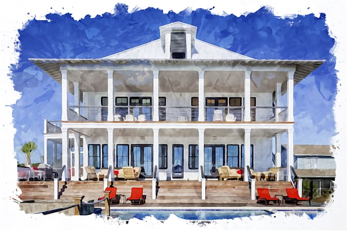 create amazing watercolor illustration of your house