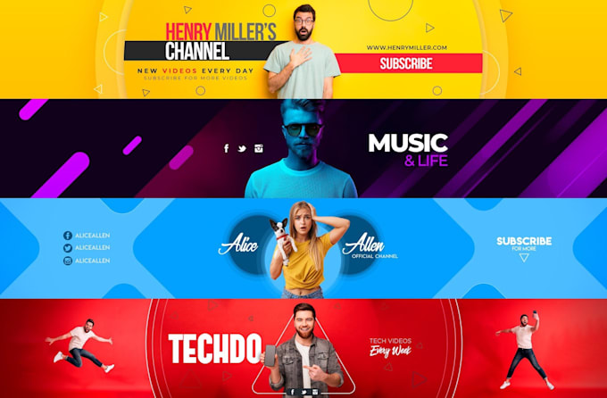 design attractive youtube banner and logo