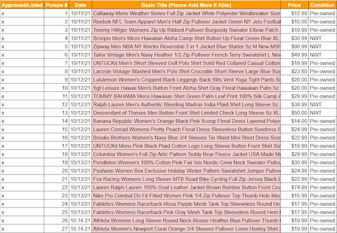 do ebay product listing