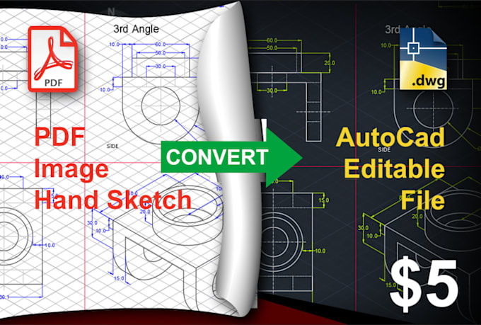 Convert Pdf File To Autocad Dwg Editable File By Sad Fiverr