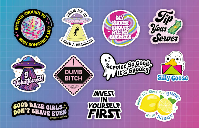 design custom motivational, funny and cute stickers