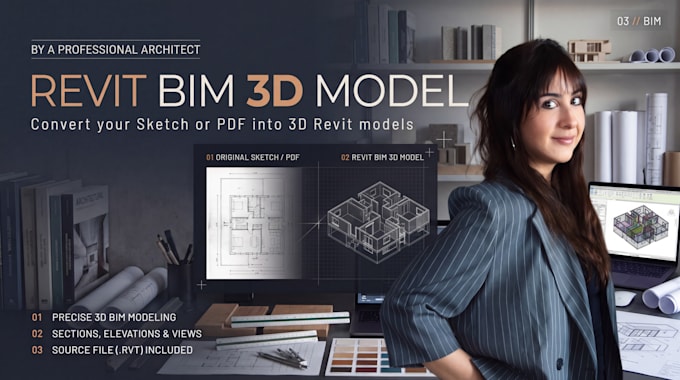 convert your sketch or PDF into a revit bim 3d model