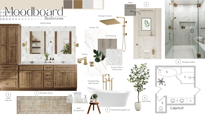 design your dream bathroom with mood board and layout