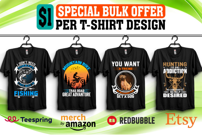Create trendy custom t shirts and bulk typography t shirt design and ...