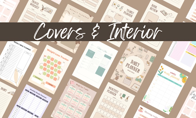 create etsy kdp printable journal, planner, tracker, diary covers and pages