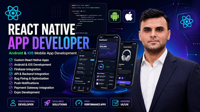 be your professional react native developer , android developer react native dev
