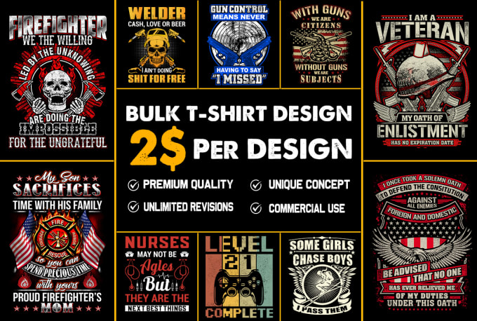 do custom graphic tee shirt design for pod business within 24 hours
