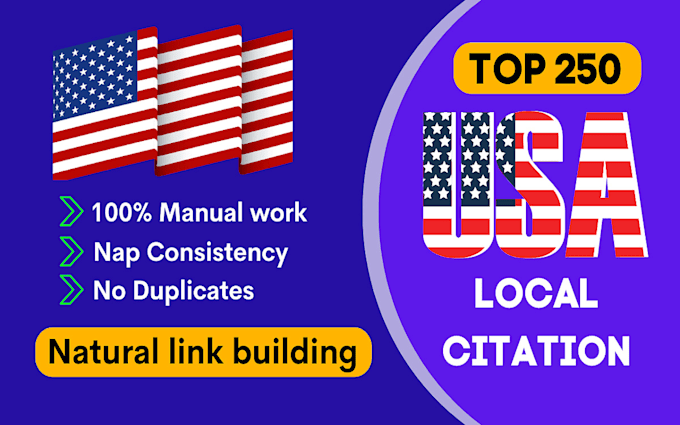 do high quality 250 top USA local citations and directories