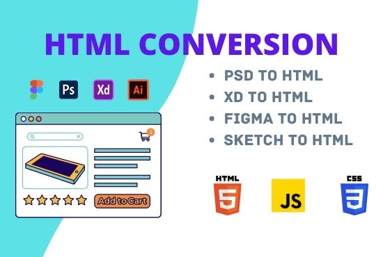 Convert psd to html, xd to html, figma to html by Mdtuhinhasnat | Fiverr