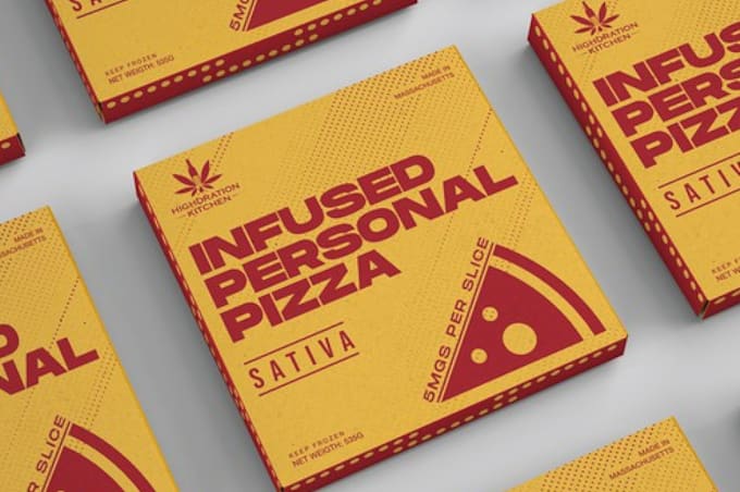 design a pizza box and product packaging
