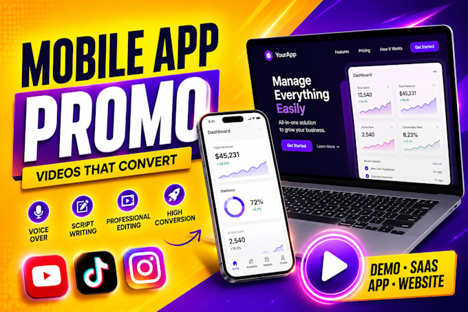 do voice over app promo and saas demo for youtube tutorials
