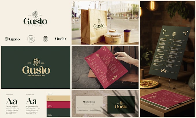 craft restaurant, fast food, and coffee shop logo with branding