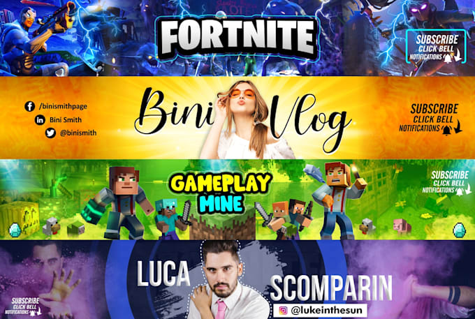 design social media banner, logo for youtube, facebook