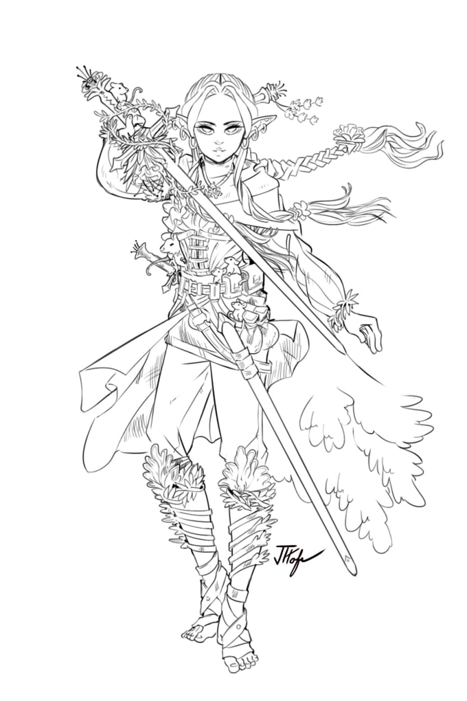 Draw your dnd character as line work by Jthofmann Fiverr