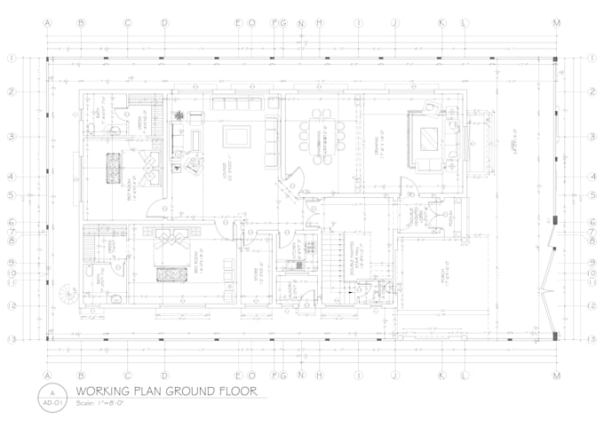 do architecture floor plan, 2d plan, elevation and sections in autocad