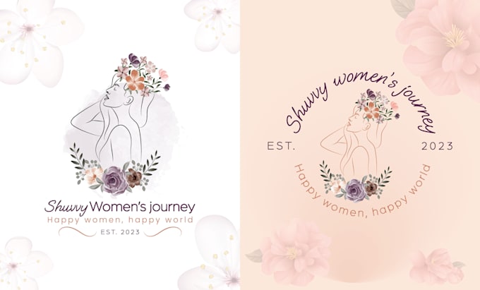 design a unique feminine hand drawn logo with boho line art