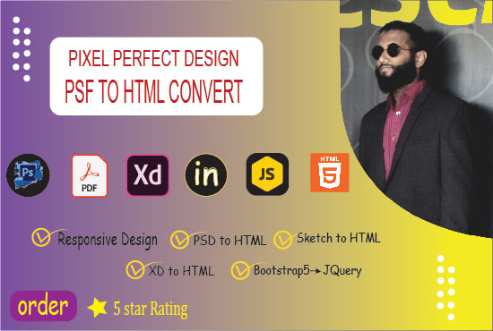 Convert psd, xd, sketch, figma, pdf to html bootstrap responsive by ...