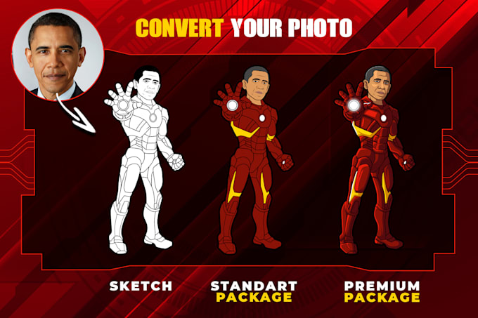 design cartoon characters superhero based on your photos