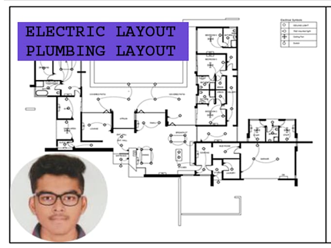 do  architectural electrical and plumbing layout of 2d floor plan
