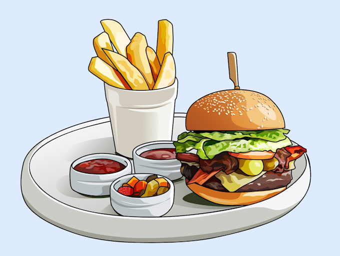 draw food and drink vector illustrations from photos