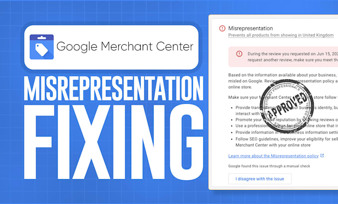 fix google merchant center suspension due to misrepresentation issue