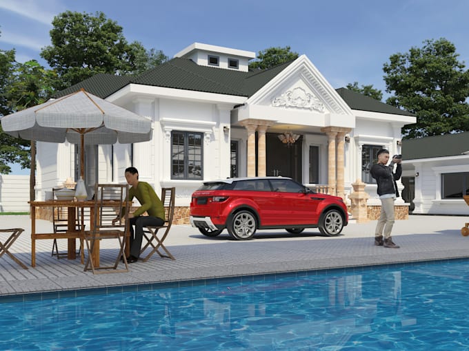 render 3d exterior design and 3d 3d max corona and vary