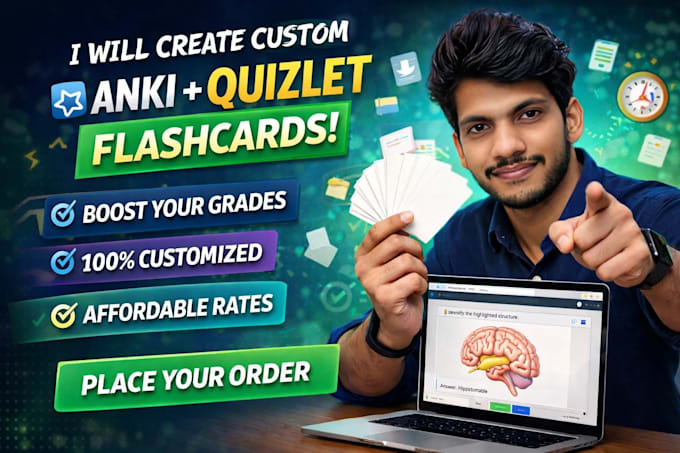 create anki flashcards and quizlet flashcards for you