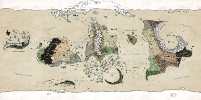 I will draw a fantasy world map for dnd, books, rpgs, etc