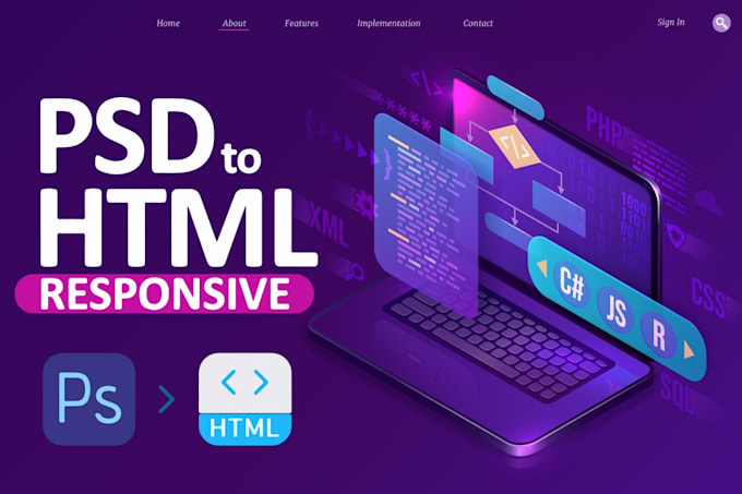 Convert any type of psd and xd files to responsive html css layout by ...