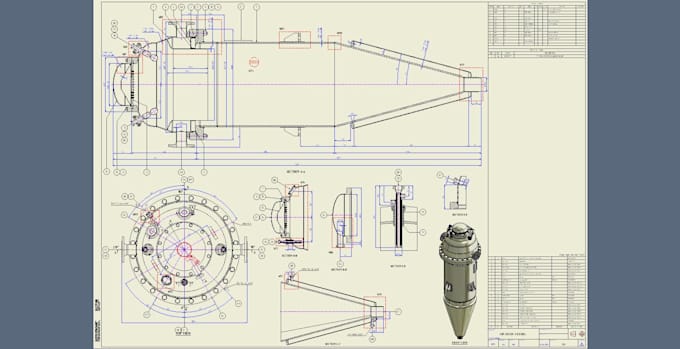 create assembly drawing and detailing every part