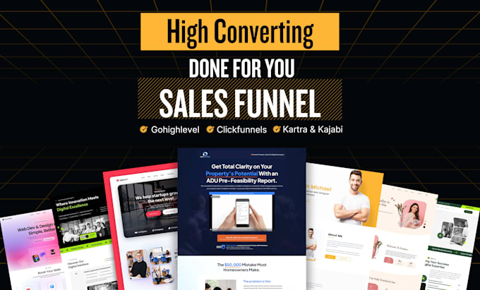 design clickfunnels, go high level, kajabi, kartra, ghl landing page