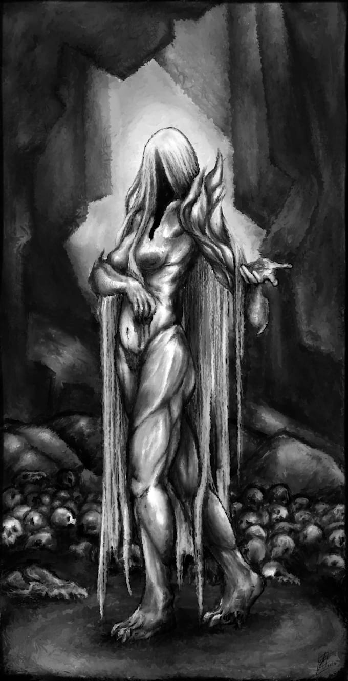 draw dark art wispy style illustration