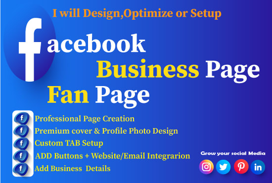 create,optimize or setup facebook business or fan page