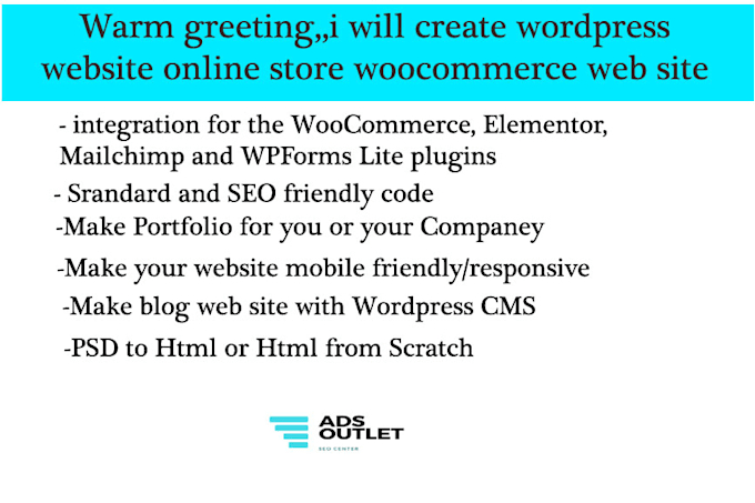 create wordress website woocommerce online store