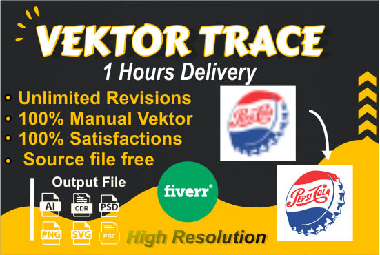 do logo trace,reaster to vektor manual tracing high resolution
