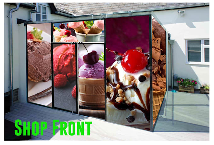 design amazing store front, shop front window graphic design