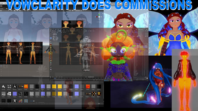 make you original characters for vtuber and unity programs